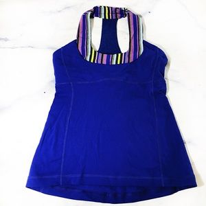Lululemon Royal Blue & Stripes Scoopneck Tank Top